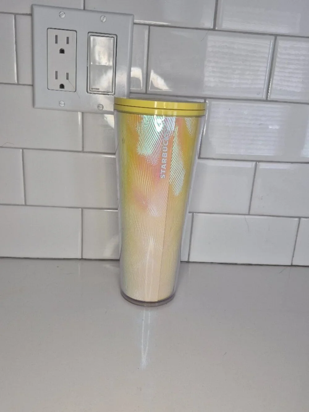 Starbucks Summer 2025 Swirl Yellow Orange Cup No Straw